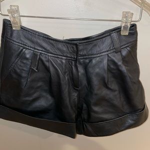 Never worn.   Real Leather shorts